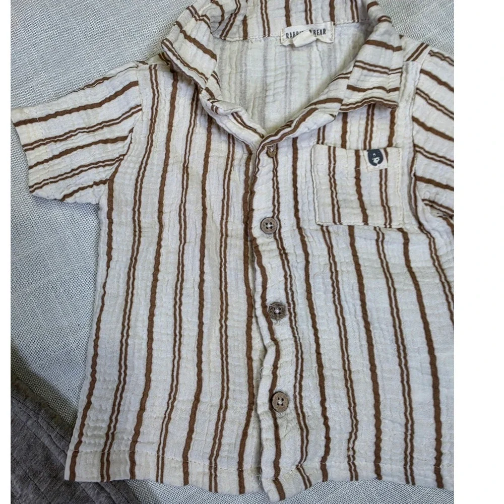 Baby Boy 18M Clothes Lot Rabbit Bear Organic Stripe Shirt Ribbed Pants Sleeper